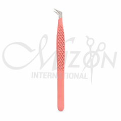 Mizon International Pink Curved Eyelash Tweezers | Premium Surgical Stainless Steel Professional Lash Extension Tweezers